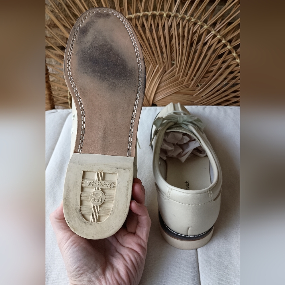 Vintage Brunswick Men's Cream Leather Lace-Up Bowling Shoes_10.5 - Picture 4 of 6